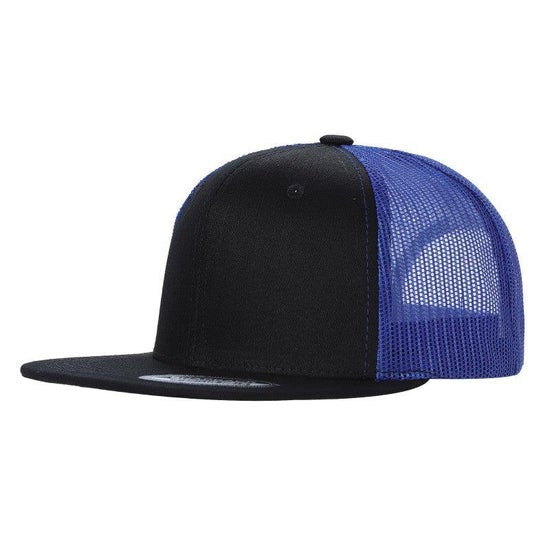 Multitone Cotton Poly Blend Flat Bill Snap Back Trucker Hat