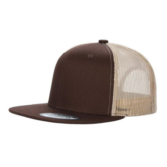 Multitone Cotton Poly Blend Flat Bill Snap Back Trucker Hat