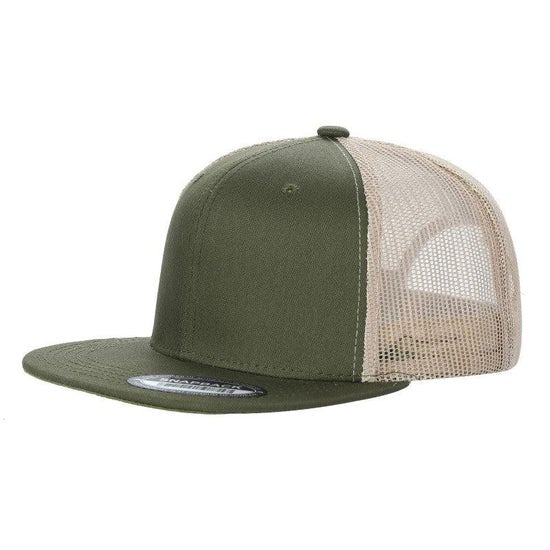 Multitone Cotton Poly Blend Flat Bill Snap Back Trucker Hat