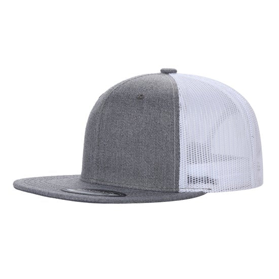 Multitone Cotton Poly Blend Flat Bill Snap Back Trucker Hat