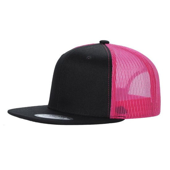 Multitone Cotton Poly Blend Flat Bill Snap Back Trucker Hat