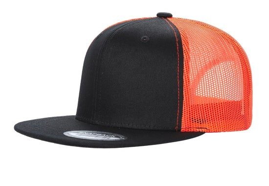 Multitone Cotton Poly Blend Flat Bill Snap Back Trucker Hat
