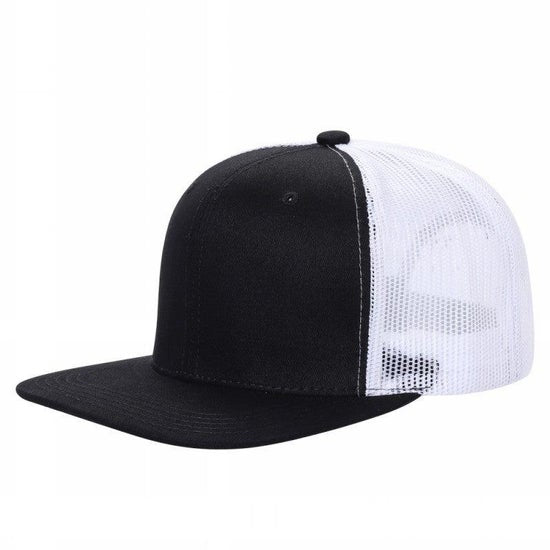 Multitone Cotton Poly Blend Flat Bill Snap Back Trucker Hat