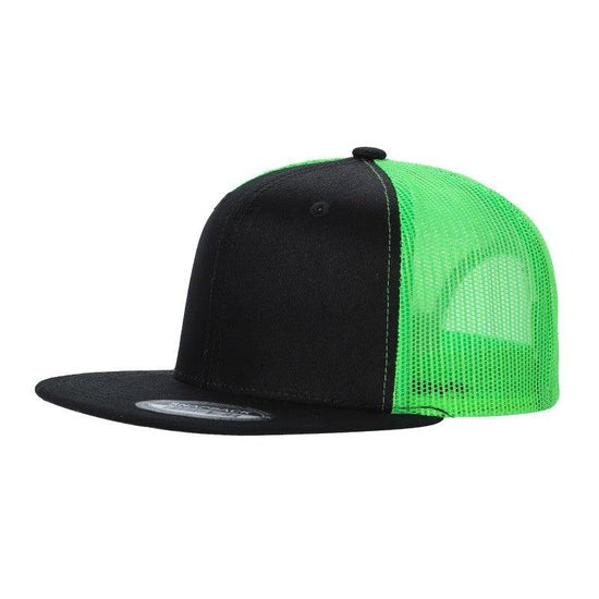 Multitone Cotton Poly Blend Flat Bill Snap Back Trucker Hat