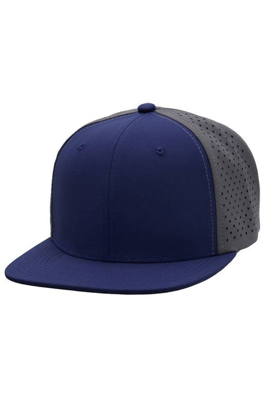 Two Tone Six Panel Flat Bill Perforated Snapback