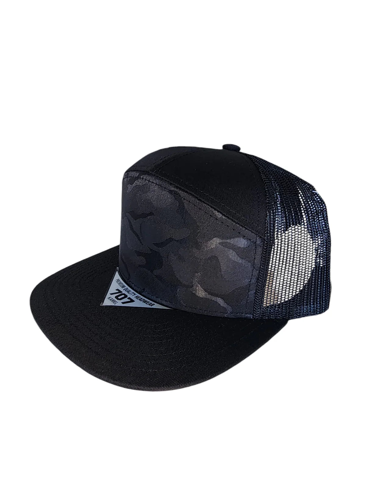 Three Tone Cotton Poly Blend 7 Panel Trucker Hat
