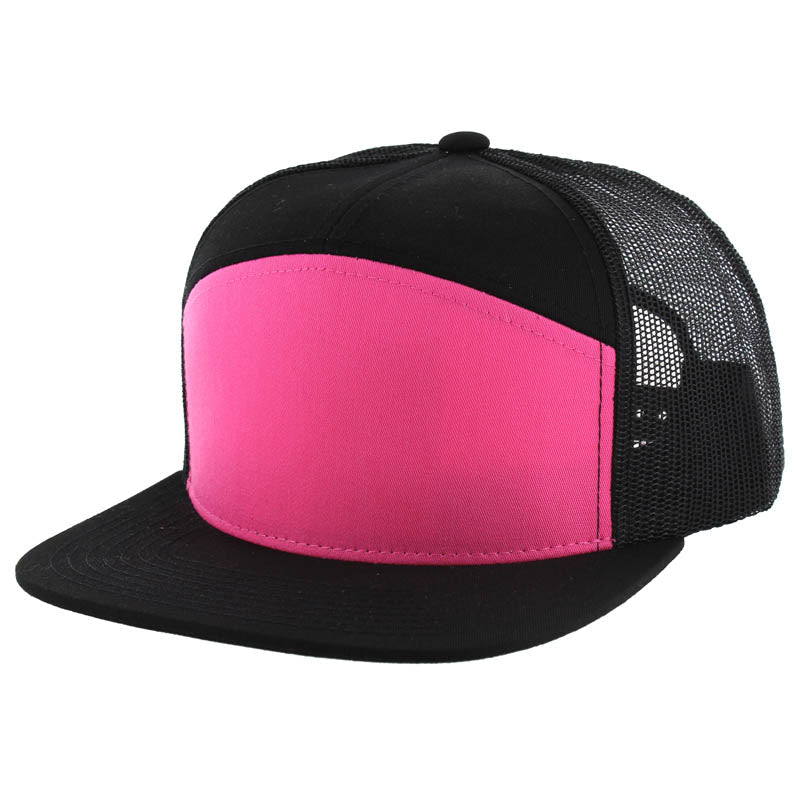 Three Tone Cotton Poly Blend 7 Panel Trucker Hat